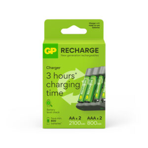 Cargador de pilas recargables gp usb aa /aaa + 2x aa 2100 mah + 2x aaa 800 mah