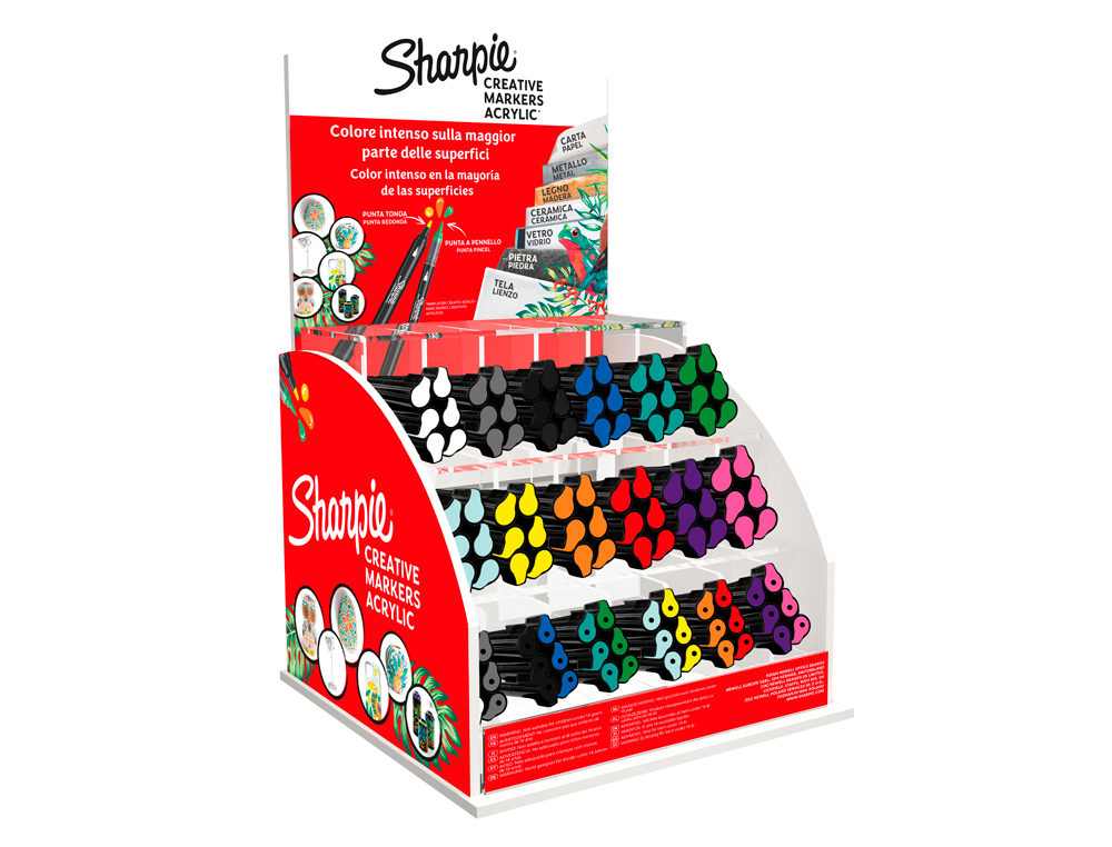 Rotulador sharpie acrilico punta fina expositor de 144 unidades colores surtidos