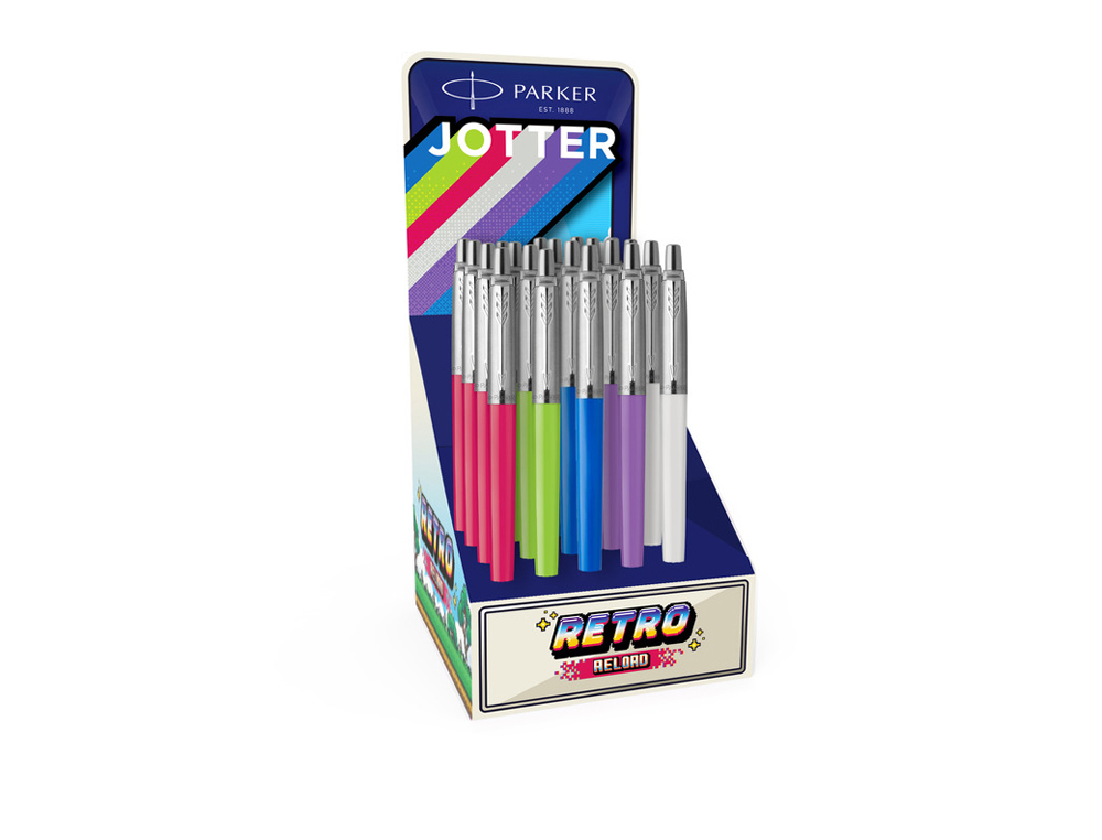 Boligrafo parker jotter original 90 aniversario expositor de 20 unidades colores surtidos