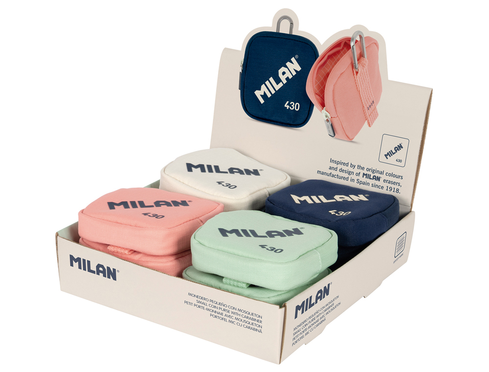 Monedero milan 430 since 1918 pequeño expositor de 12 unidades colores surtidos
