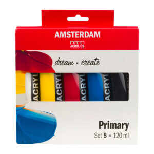 Pintura acrilica amsterdam bote 120 ml caja de 5 unidades colores basicos surtidos