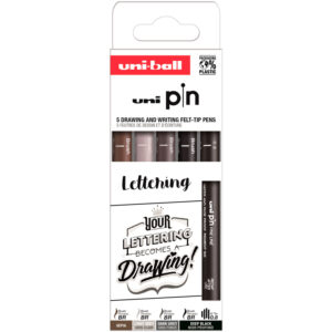 Rotulador uniball pin lettering blister de 5 unidades colores surtidos