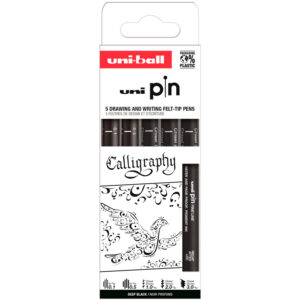 Rotulador uniball pin caligrafico color negro blister de 5 unidades