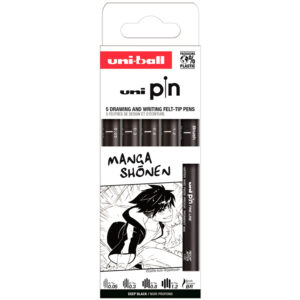 Rotulador uniball pin manga shonen color negro blister de 5 unidades