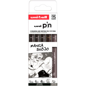 Rotulador uniball pin manga shojo color negro blister de 5 unidades