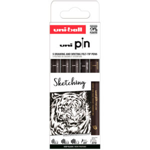 Rotulador uniball pin sketching color negro blister de 5 unidades