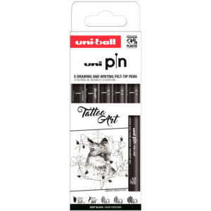 Rotulador uniball pin tattoo art color negro blister de 5 unidades