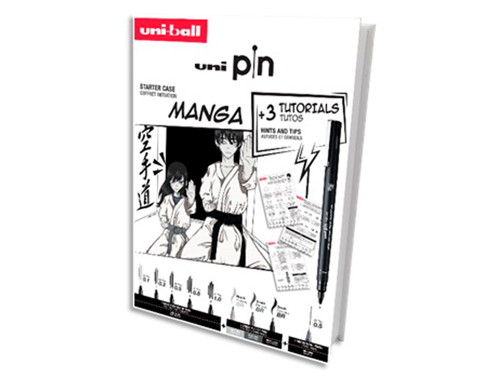 Set iniciacion uniball pin manga starter nº1 blister de 8 rotuladores + 1 portaminas