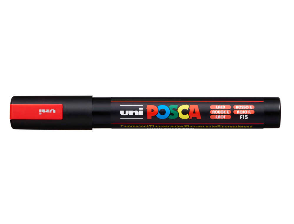 Rotulador uni posca pc-5m marcador de pintura punta conica 1,8-2,5 mm rojo fluorescente