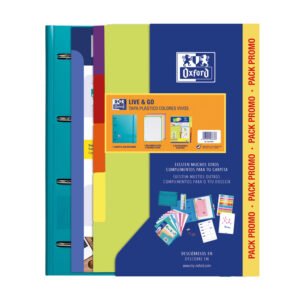 Carpeta con recambio oxford ebinder l&g vivos din a4+ 4 anillas 35 mm recambio 80 h cuadro 5 mm + juego 5