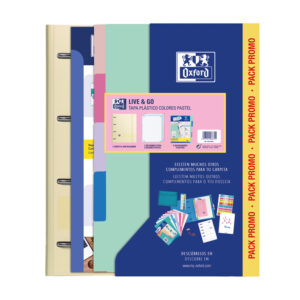 Pack carpeta con recambio oxford ebinder l&g pastel + recambio 4 anillas 80 h + juego 5 separadores