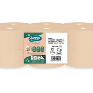 Papel higienico amoos naturally jumbo professional 2 capas pasta cruda paquete de 12 rollos 120 m