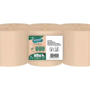 Papel secamanos amoos naturally soft 2 capas pasta cruda paquete de 6 rollos 125 m