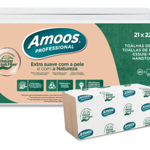 Toalla secamanos amoos professional naturally soft 2 capas pasta cruda 21x22 cm paquete de 200 unidades