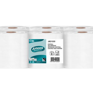 Papel secamanos amoos efficiency professional 2 capas color blanco paquete de 6 rollos