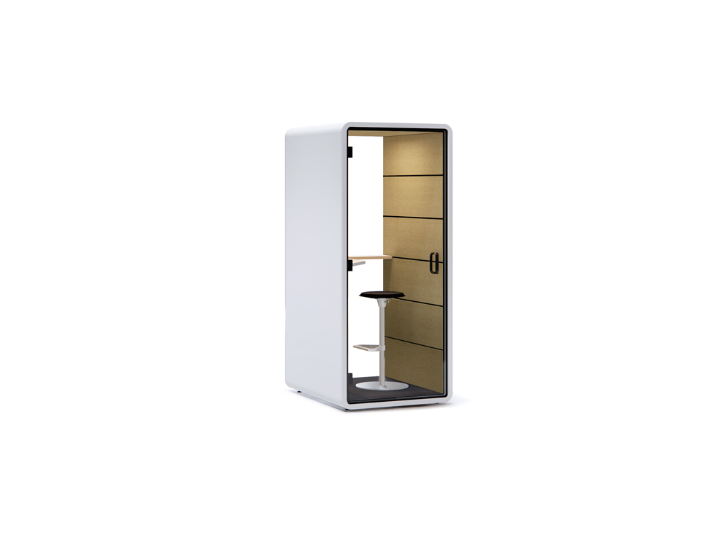 Cabina acustica rocada rome individual con estructura blanca y tapizado interior color 06