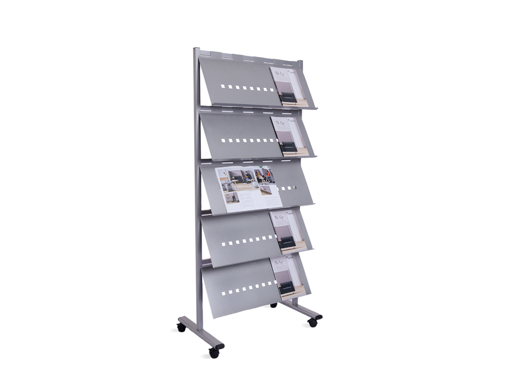 Separador movil rocada estructura metalica de acero con 5 bandejas incluidas ruedas con frenos 82x185x49