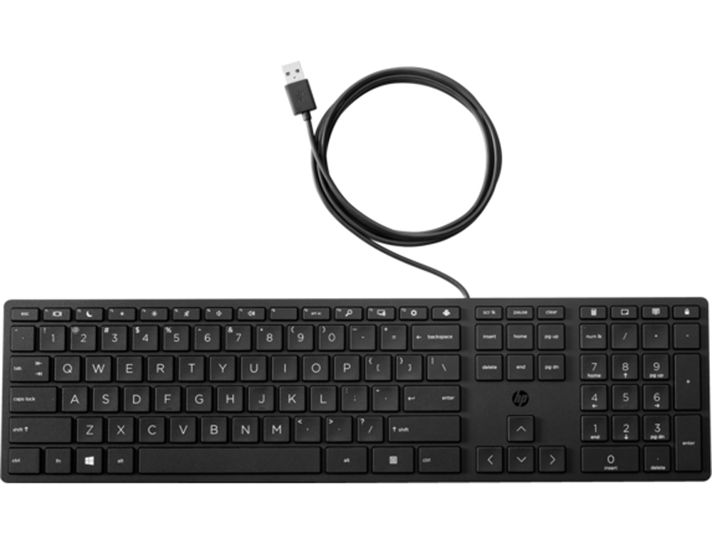 Teclado hp 320k qwerty con cable color negro