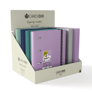 Carpeta carchivo 360 my rules 4 anillas 20 mm pp foam a4 con gomilla expositor de 10 unidades colores surtidos