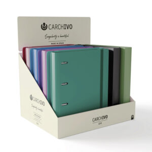 Carpeta carchivo 360 style+soft 4 anillas 20 mm pp rigido foam a4 con gomilla expositor de 10 unidades