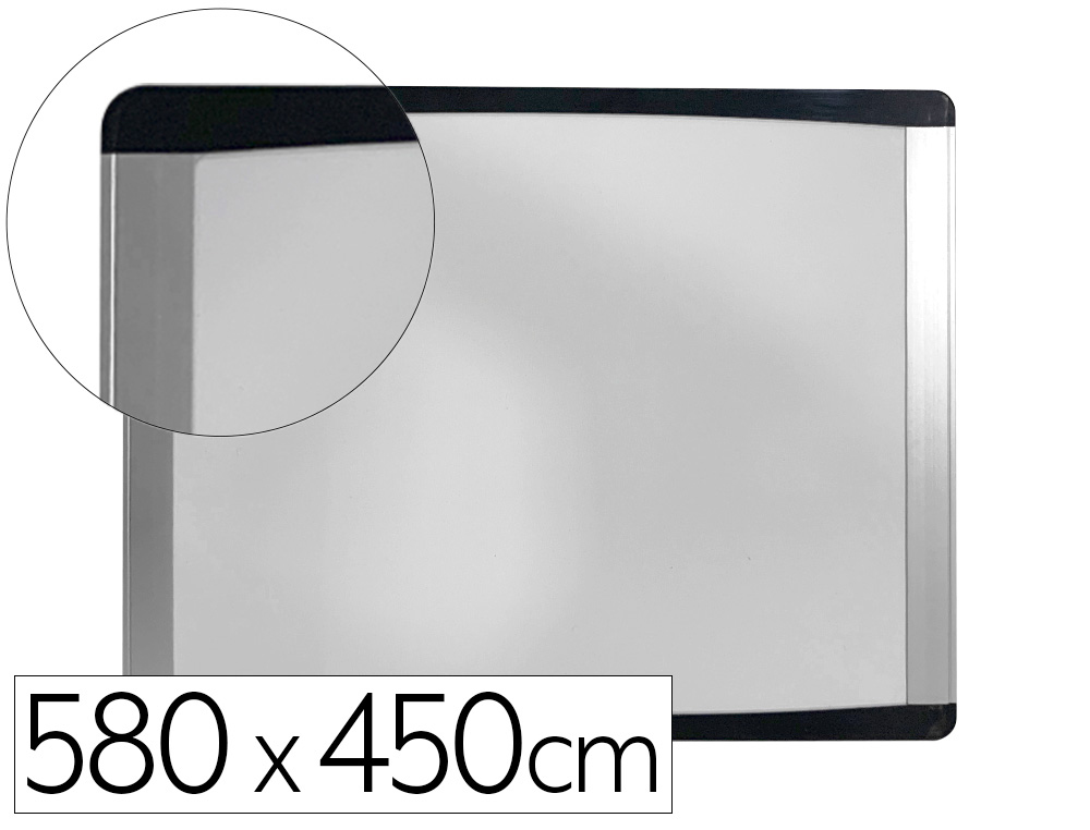 Pizarra blanca bi-office inka magnetica acero lacado marco de aluminio y laterales plastico negro 580x450 mm