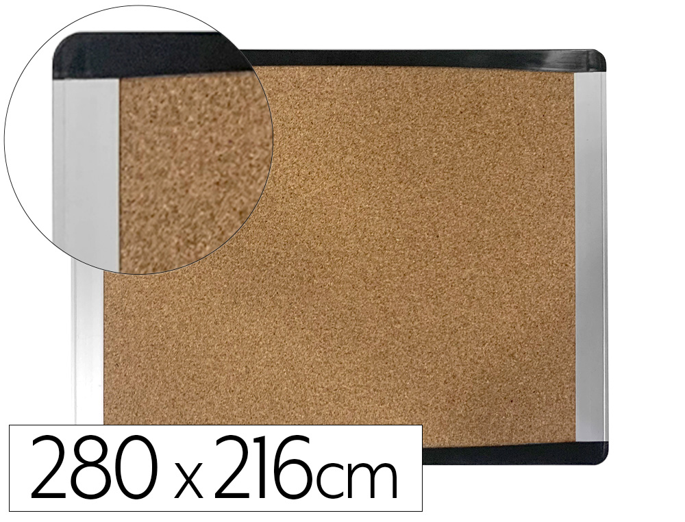 Pizarra corcho bi-office inka reciclado marco de aluminio y laterales plastico negro 280x216 mm