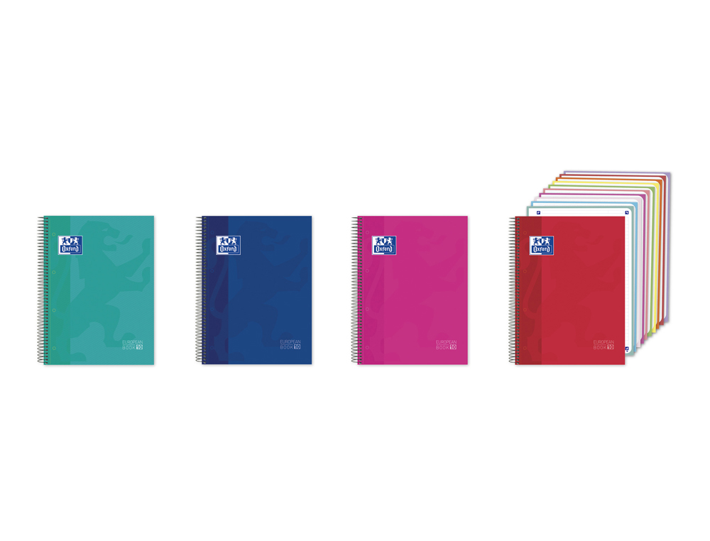 Cuaderno espiral oxford europeanbook 10 tapa extradura din a4+ 150 hojas horizontal colores vivos