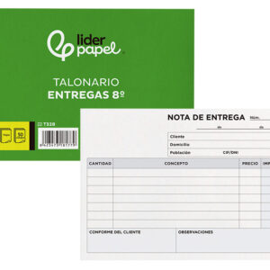 Talonario liderpapel entregas 8º original y 2 copias t328 apaisado