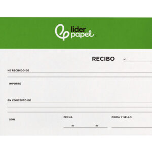Talonario liderpapel recibos 3/fº apaisado original y 2 copias sin matriz