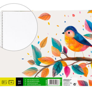 Bloc dibujo liderpapel escolar espiral 155x215mm 20 hojas 90 gr/m2 sin recuadro