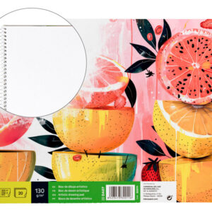 Bloc dibujo liderpapel artistico frutal espiral 230x325 mm 20 hojas 130g/m2 sin recuadro perforado