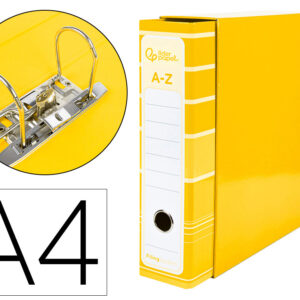 Archivador de palanca liderpapel a4 filing system forrado sin rado lomo 80mm amarillo con caja y compresor metal