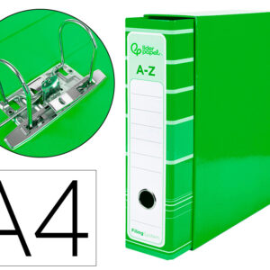 Archivador de palanca liderpapel a4 filing system forrado sin rado lomo 80mm verde con caja y compresor metalico