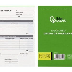 Talonario liderpapel orden de trabajo cuarto original y copia t255