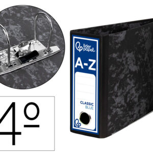 Archivador de palanca liderpapel cuarto apaisado classic blue sin rado lomo 80mm negro compresor metalico