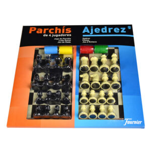 Parchis con ajedrez tablero grande 4 jugadores 41x40x4,8 cm
