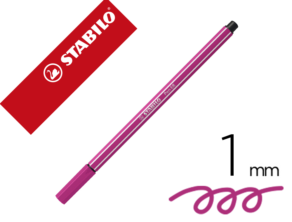 Rotulador stabilo acuarelable pen 68 rosa punta gruesa 1mm