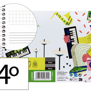 Bloc musica liderpapel combi pentagrama 3mm mas cuadricula de 4mm para anotaciones cuarto20 hojas 100g/m2