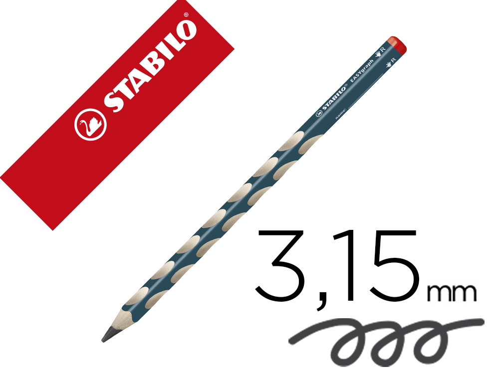Lapices de grafito stabilo easygraph ergonomico para ambidiestros mina 3,15 mm hb