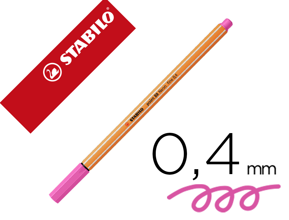 Rotulador stabilo punta de fib ra point 88 rosa neon punta fina 0,4mm