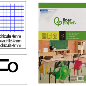 Bloc examenes liderpapel cuadro 4mm folio 40 hojas 60 g