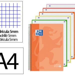 Bloc espiral oxford tapa plastico optik paper microperforado din a4+ 120h cuadro 5 mm colores surtidos