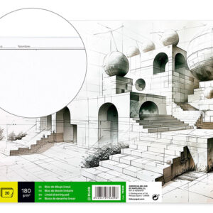 Bloc dibujo liderpapel lineal encolado 230x325mm 20 hojas 180 gr/m2 con recuadro
