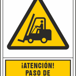 Pictograma syssa señal de advertencia atencion! paso de carretilla en pvc 245x345 mm
