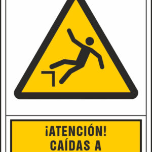 Pictograma syssa señal de advertencia atencion! caidas a distinto nivel en pvc 245x345 mm