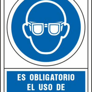Pictograma syssa señal de obligacion es obligatorio el uso de las gafas en pvc 245x345 mm
