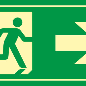Pictograma syssa señal de salida emergencia flecha derecha en pvc fotoluminiscente 320x160 mm