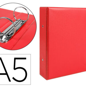 Carpeta de 2 anillas 40 mm redondas liderpapel a5 carton forrado pvc rojo