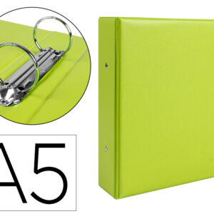 Carpeta de 2 anillas 40 mm redondas liderpapel a5 carton forrado pvc verde
