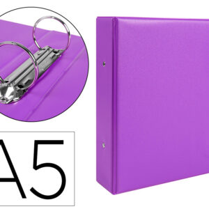 Carpeta de 2 anillas 40 mm redondas liderpapel a5 carton forrado pvc violeta
